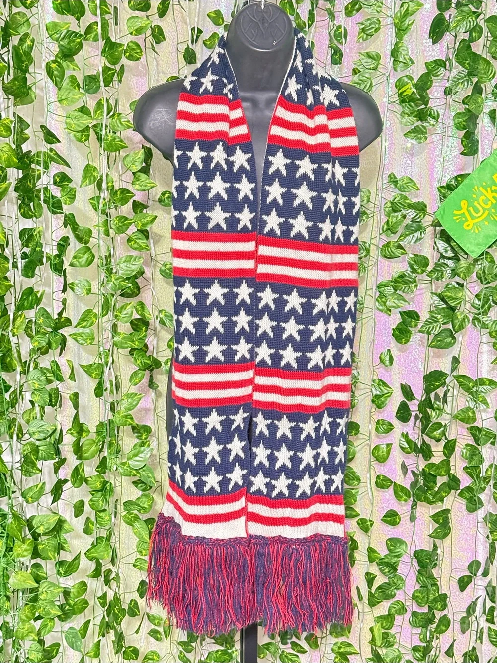 American Flag Star & Stripe Knit Reversible Scarf - Red, White & Navy